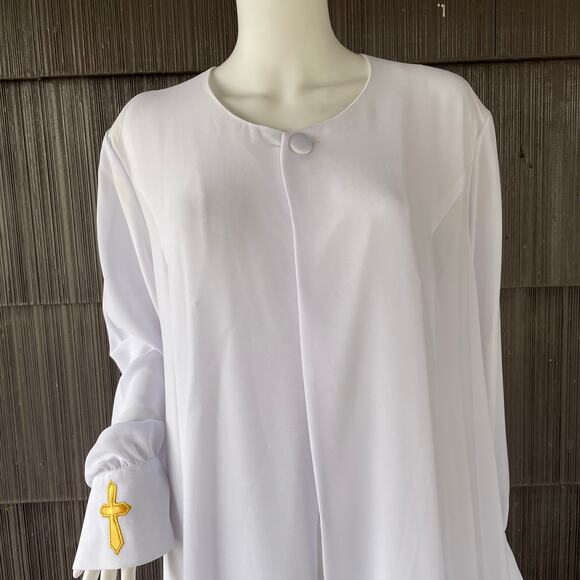 🔥Tally Taylor Paris Rome Nun Priest Church Cross White Robe Women Size 20W - Picture 5 of 14